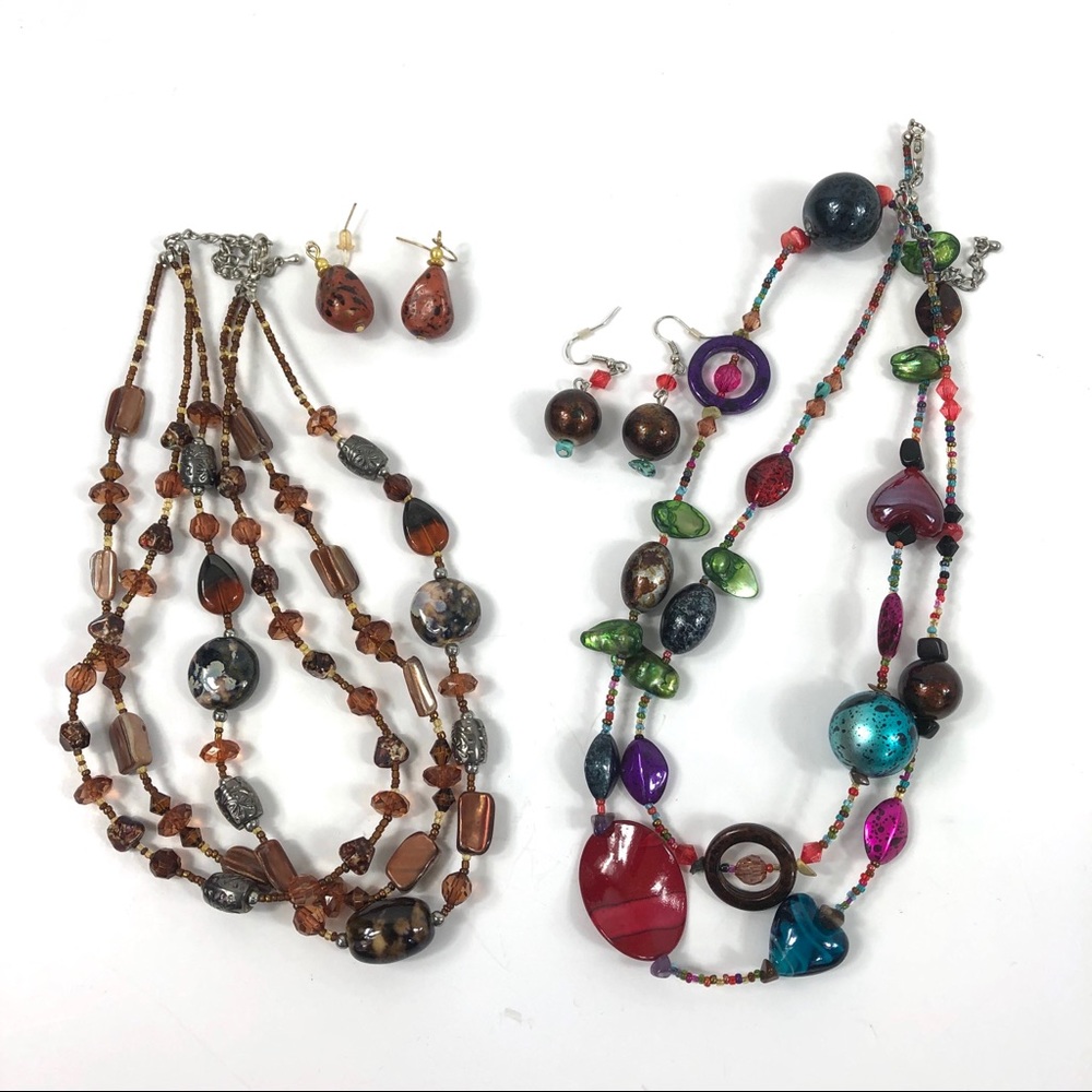 Glass and Natural Stone Necklace & Earring Sets